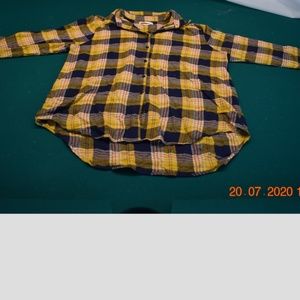 Urban Outfitters Blue & Yellow Plaid Flannel Shirt